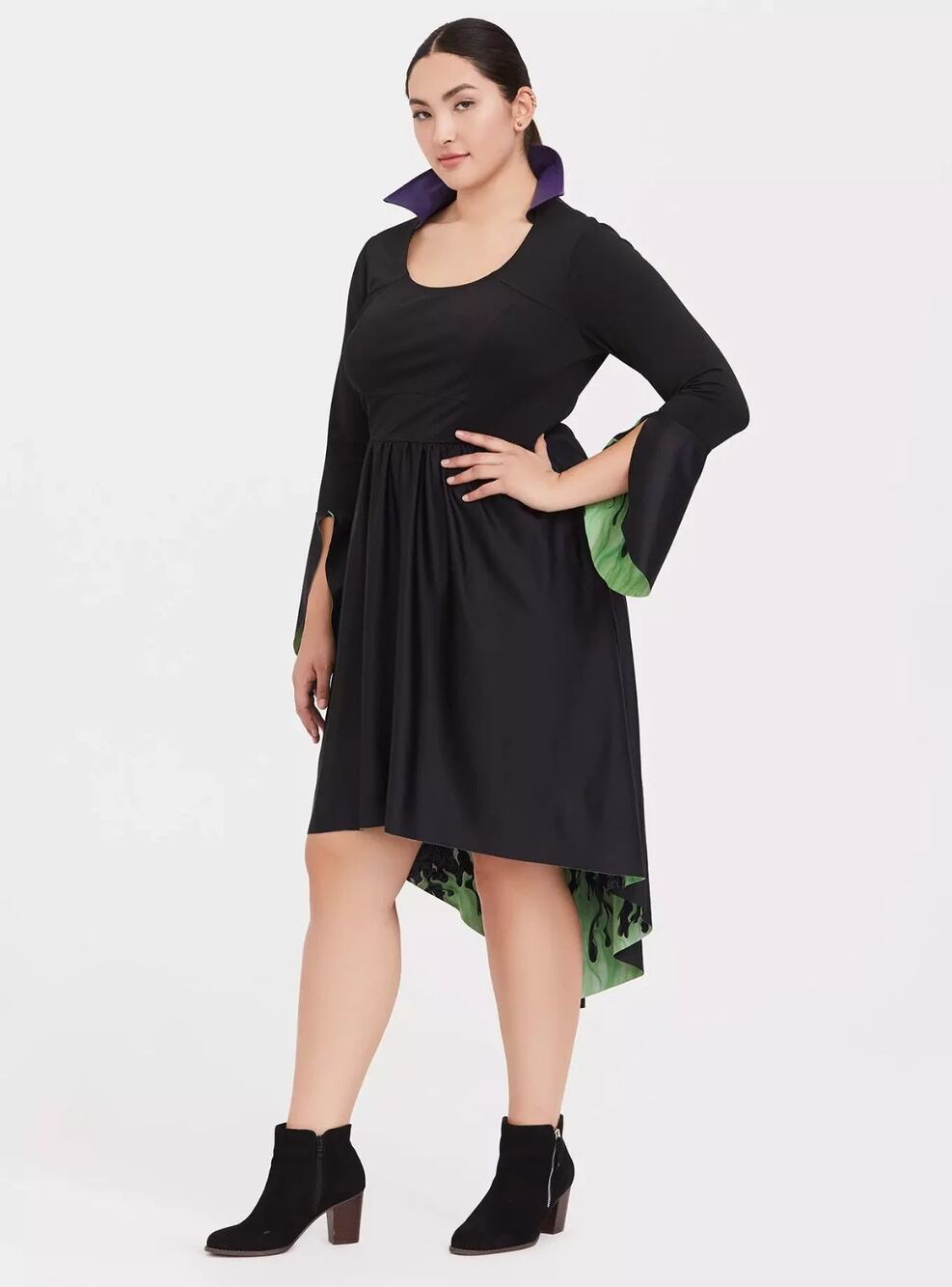 NWT Torrid Disney MALEFICENT Black Green Hi-Lo Skater Dress Costume Size 30 6X